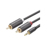 Cable Adaptador de 3.5mm Macho a 2 RCA Macho / 5 Metros / Color Gris / Blindaje Múltiple / ABS / Alta Calidad - Image 4