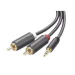 Cable Adaptador de 3.5mm Macho a 2 RCA Macho / 5 Metros / Color Gris / Blindaje Múltiple / ABS / Alta Calidad - Image 2
