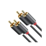 Cable de Audio 2 RCA Macho a 2 RCA Macho / 5 Metros / Color Negro / Alta Calidad / Anillos de goma para asegurar un agarre firme al instalar o quitar el cable - Image 2