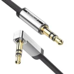 Cable Auxiliar Plano 2 Metros / Conector 3.5mm a 3.5mm / Macho-Macho / Recto a Angulo / Ángulo de 90° en una de sus Puntas / Color Negro - Image 2