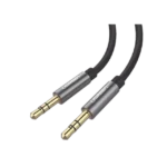 Cable Auxiliar 2 Metros / Conector 3.5mm a 3.5mm / Macho a Macho / Cubierta de TPE / Carcasa de Aluminio / Color Negro - Image 2