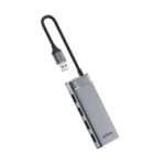 HUB USB-A 3.2 Gen1 4 EN 1 | 4 Puertos USB-A (5Gbps) | Carcasa ABS + PC | Soporta OTG | Luz Indicadora LED | Cable de Nylon Trenzado de 20cm (Mas de 20000 flexiones) | Interfaz Niquelada | Color Gris Metalizado. - Image 2