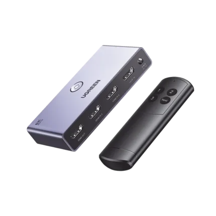 Switch (Splitter) 8K HDMI 2.1 / 3 entradas 1 Salida / Incluye Control Remoto / Soporta 8K@60Hz 4K@120Hz 4K@60Hz 3D / HDR / HDCP 2.3 / Carcasa de Aluminio.
