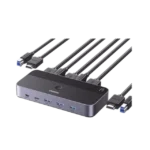Conmutador KVM HDMI 4K | HDMI 2.0 | 2 Entradas 1 Salida | 4 Puertos USB 3.0 (3 USB-A *1 USB-C) | Soporta 4K@60Hz | HDR | Indicador Led | Compatible Win, MacOs y Linux | Carcasa de Aluminio. - Image 2