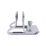Soporte Vertical para Laptop / Adecuado para escritorio / Anchura Ajustable (12-26mm) / Amplia compatibilidad / Anti-Arañazos / Anti-Deslizante /Ajustable Mediante Tornillos / Color Plata / Aluminio + Silicona - Image 4