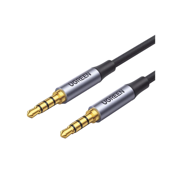 20782-h Cable Auxiliar de 3.5mm / Cable Audio Estéreo / Núcleo de Alambre de Cobre Esmaltado / Carcasa de Aluminio Azul + Nylon Trenzado / Soporta Micrófono / 2 Metros - Image 1