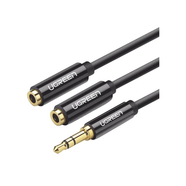 20816-h Cable Adaptador/Divisor de Audio de 3.5mm Macho a 2 Terminales de 3.5mm Hembra / 25 cm de Longitud / Cable TPE / Color Negro - Image 1
