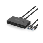 Conmutador USB para Compartir 4 Puertos USB 3.0 a 2 PC ́s | Cambio Mediante Botón | Incluye Dos Cables USB de 1.5 m | ABS | Permite que 2 Usuarios Compartan 4 Dispositivos Periféricos USB3.0, como una impresora, un escáner, etc.