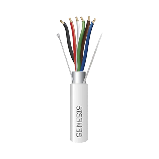 32161012-h Carrete de 305 Metros (1000 Pies) / Cable de Cobre / 6 x 18 AWG / Plenum / Color Blanco / Blindado / Para Aplicaciones de Alarmas de Intrusión / Control de Acceso / Automatización / Interfonos y Tv Porteros - Image 1