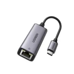 Adaptador de Red USB-C 3.1 (5 Gbps) a RJ45 | Thunderbolt 3 | Admite 10/100/1000 Mbps |  Chip Inteligente | Amplia Compatibilidad | Caja de Aluminio | Longitud del cable 10 cm.