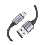Cable USB-A a Micro USB | 1 Metro | Carga Rápida | QC 3.0/2.0 | FPC | AFC | Transferencia de datos de 480 Mbps | Recarga hasta 18W | Protección Integrada | Caja de Aluminio | Nylon Trenzado | Color Negro.