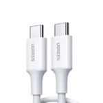 Cable USB-C a USB-C | 1 Metro | Carga Rápida de hasta 60W | Transferencia de datos de 480 Mbps | PD3.0 | QC 4.0/3.0/2.0 | FPC | AFC | Duradero y Flexible| Caja ABS | Cubierta de TPE | Color Blanco.
