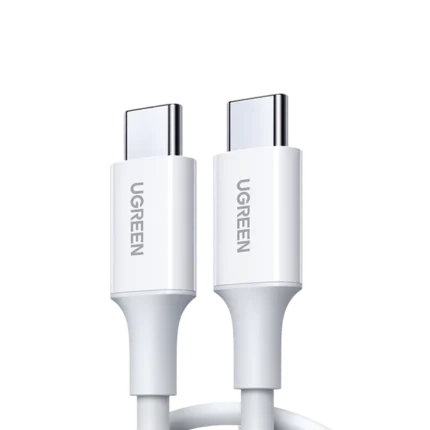 Cable USB-C a USB-C | 1 Metro | Carga Rápida de hasta 60W | Transferencia de datos de 480 Mbps | PD3.0 | QC 4.0/3.0/2.0 | FPC | AFC | Duradero y Flexible| Caja ABS | Cubierta de TPE | Color Blanco.