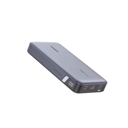 Power Bank de 25000mAh | 3 Salidas 145W Max. | USB-A + 2 USB-C | PD 3.0, QC3.0 | FCP | SCP | Pantalla Inteligente | Carcasa Ignifuga | Color Gris | Incluye Cable USB de 50cm | Carga tu Laptop de Manera Segura.