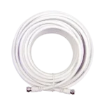 Jumper Coaxial con Cable Tipo RG-6 en Color Blanco de 15.24 Metros de Longitud y Conectores F Macho en Ambos Extremos. 75 Ohm de Impedancia.
