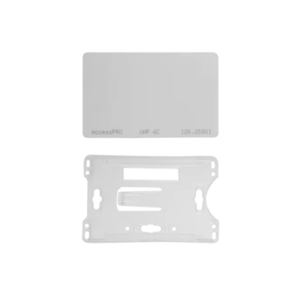 Kit de  Tag UHF tipo Tarjeta para lectoras de largo alcance 900 MHZ / EPC GEN 2 / ISO 18000 6C / No imprimible / Incluye porta tarjeta