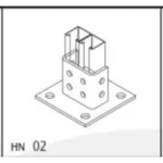 Base Cuadrada con 4 perforaciones para Perfil Doble. - Image 2