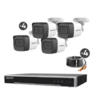Kit TURBOHD 5 Megapixel / DVR 4 Canales / 4 Cámaras de 5 Megapixel con Micrófono Integrado / 4 Cables 18 Metros / Fuente de Poder Profesional