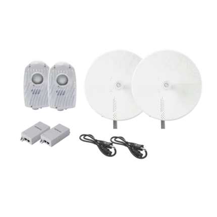 Kit de 2 radios B5X con antenasTXPD34B5X de (34 dBi), rango de frecuencia extendida (4.9 a 6.4 GHz),  incluye inyector POE, cable de alimentación y  para alineación, distancia de hasta 40 km
