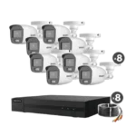 Kit TurboHD 1080p / DVR 8 Canales / 8 Cámaras Bala ColorVu con Microfono Integrado / Fuente de Poder / Accesorios de Instalación - Image 2