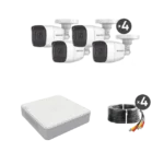 (MICRÓFONO Integrado) Kit TurboHD 1080p Lite / DVR 4 canales / Audio por Coaxitron / 4 Cámaras Bala de Metal con Micrófono Integrado