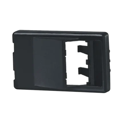 Placa de Mobiliario Modular Estándar, Salidas Para 2 Puertos Mini-Com Angulados, Color Negro