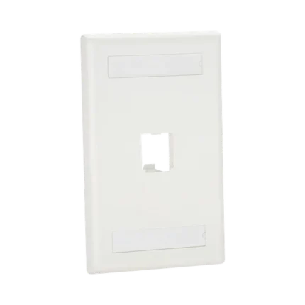 Placa de Pared Vertical Clásica, Salida Para 1 Puerto Mini-Com, Con Espacios Para Etiquetas, Color Blanco Mate
