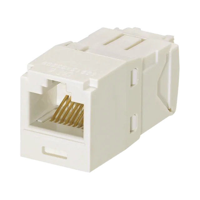 CJ688TGIW-h Conector Jack RJ45 Estilo TG, Mini-Com, Categoría 6, de 8 posiciones y 8 cables, Color Blanco Mate - Image 1