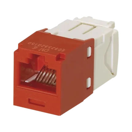 Conector Jack RJ45 Estilo TG, Mini-Com, Categoría 6, de 8 posiciones y 8 cables, Color Rojo