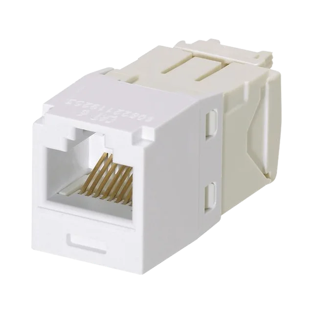 CJ688TGWH-h Conector Jack RJ45 Estilo TG, Mini-Com, Categoría 6, de 8 posiciones y 8 cables, Color Blanco - Image 1