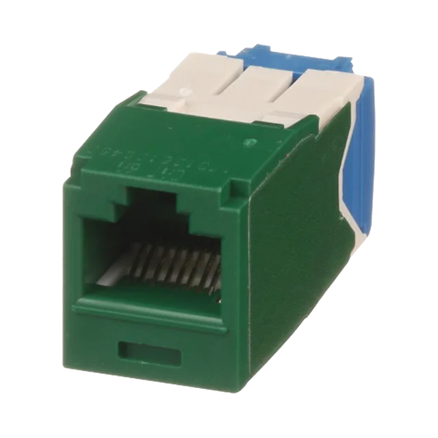 CJ6X88TGGR-h Conector Jack RJ45 Estilo TG, Mini-Com, Categoría 6A, de 8 posiciones y 8 cables, Color Verde - Image 1