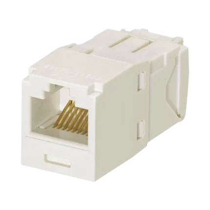 Conector Jack RJ45 Estilo TG, Mini-Com, Categoría 6A, de 8 posiciones y 8 cables, Color Blanco Mate