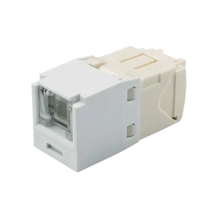 Conector Jack RJ45 Estilo TG con Ventana, Mini-Com, Categoría 6, de 8 posiciones y 8 cables, Color Blanco