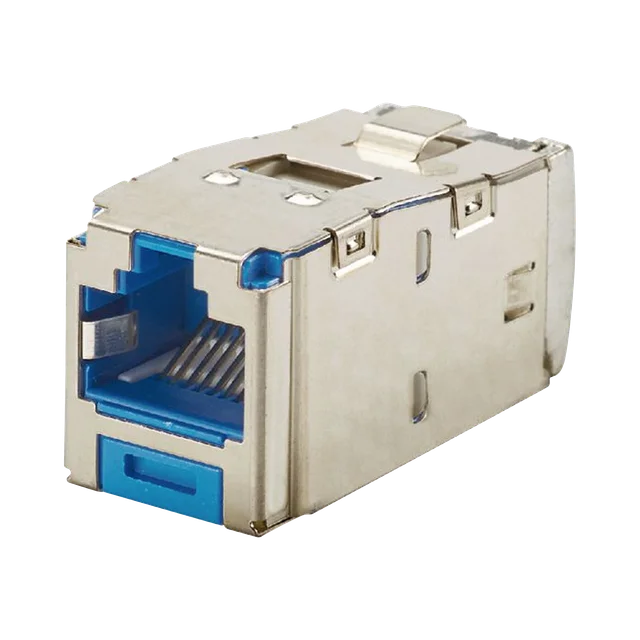 CJS6X88TGBUY-h Conector Jack RJ45 Blindado, Estilo TG, Mini-Com, Categoría 6A, de 8 posiciones y 8 cables, Color Azul - Image 1