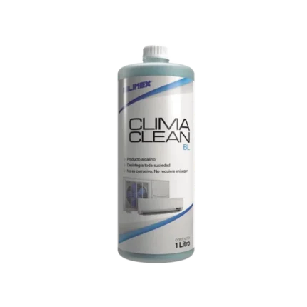 CLIMA CLEAN BL Limpiador a base ácida que garantiza una limpieza profunda y profesional en derpentines de minisplits, mejorando su eficiencia y prolongando su vida útil