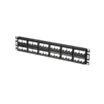 Panel de Parcheo Modular Mini-Com (Sin Conectores), Plano, Sin Blindaje, Con Etiqueta y Cubierta, de 48 puertos, 2UR