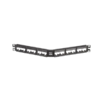 Panel de Parcheo Modular Mini-Com (Sin Conectores), Angulado, Sin Blindaje, Con Etiqueta y Cubierta, de 24 puertos, 1UR