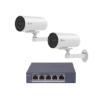 Kit de cámaras WiFi Para Uso en Exterior / PoE Estandar Af / 2 piezas CS-H5/3MP/ 1 Pieza de Switch DS-3E1505P-EI/M / Vision Nocturna a Color / IP67 / Audio Bidireccional / Luz y Sirena / 4 Puertos 1000 Mbps PoE+ / 1 Puerto 1000 Mbps Uplink