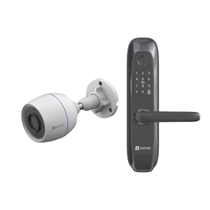 Kit de Cerradura Inteligente con Cámara IP Wi-Fi modelo CS-H3C / Apertura Remota desde la App / Códigos Temporales Para Visitantes / Lectura de Huella / Lectura de Tag / Contraseña /  Botón para Timbrar / Alarma Anti-intrusion