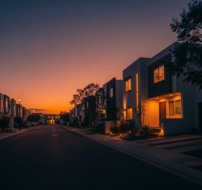 Casa atardecer moderna