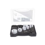 Kit de broca sierras (3/4 - 2 1/4 in) incluye 6 piezas de broca sierras, 2 adaptadores y resorte de expulsión.