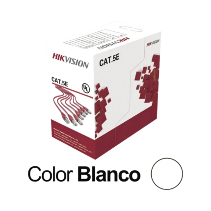 Bobina de Cable UTP 305 Metros / Cat5E (24 AWG) / Color Blanco / PVC (CM) / Uso en Interior / 100% Cobre / Aplicaciones de CCTV y Redes de Datos