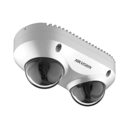 PanoVu Series / Lente Dual de 4 Megapixel / 2 Lentes Fijos de 2.8 mm / Recomendado para Pasillos o Esquinas / IP67 / IK10 / PoE / WDR 120 dB / 10 mts IR / Entrada y Salida de Audio y Alarma / MicroSD