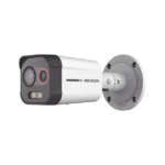 Bala IP Dual / Térmica 1.35 mm (96 x 72) / Óptico 4 mm (4 Megapixel) / Detección de Intrusión por VCA 30 mts /30 mts Luz Blanca / Exterior IP67 / PoE / Sirena y Luz Intermitente Integrada / Micro SD / ColorVu y ACUSENSE
