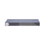 Switch Gigabit PoE+ / Administrable / 24 Puertos 1000 Mbps PoE+ /  1 Puerto 100 uplink / 1 Puerto 1000 Mbps Uplink / 1 Puertos SFP Uplink / Configuración Nube desde Hik-PartnerPro / Modo Extendido hasta 300 Metros / 370 W