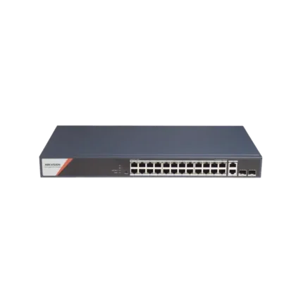 Switch Gigabit PoE+ / Administrable / 24 Puertos 1000 Mbps PoE+ (4 Puertos PoE++ 90 W) / 2 Puertos 1000 Mbps de Uplink / 2 Puertos SFP / Configuración Nube Hik-PartnerPro / Modo Extendido hasta 300 Metros / 370 W