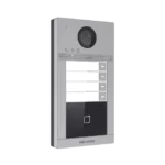 Videoportero IP 2 Megapixel / Llamada y Apertura Remota desde App Hik-Connect (Requiere monitor )/ PoE / Exterior IP65 + Antivandalico IK08 / 4 Departamento / Apertura con Tarjeta / Soporta 2 Puertas y hasta 6 Monitores