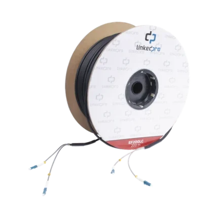 Carrete de Fibra Óptica Monomodo con conectores LC-LC Duplex, Reforzada con Kevlar, de 200 metros, Para instalaciones subterráneas por tubería