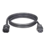 Cable de Alimentación Eléctrica Con Bloqueo de Seguridad, de IEC C14 a IEC C13, 1.2 Metros de Largo, Color Negro, 1 Pieza