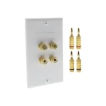 KIT 1 Placa de Pared + 2 Pares Conectores Banana (Rojo+Negro) | Postes de Unión Tipo Banana | Conexión para 2 Altavoces | Fácil Instalación | Conectores Chapados en Oro - Image 2